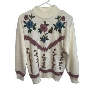 Vintage Alfred Dunner cream flower sweater